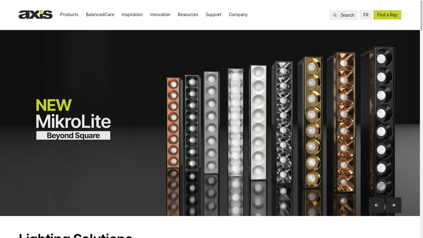 the desktop screenshot of www.axislighting.com