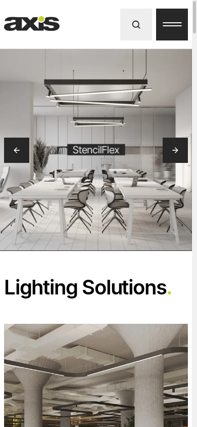 the mobile screenshot of www.axislighting.com