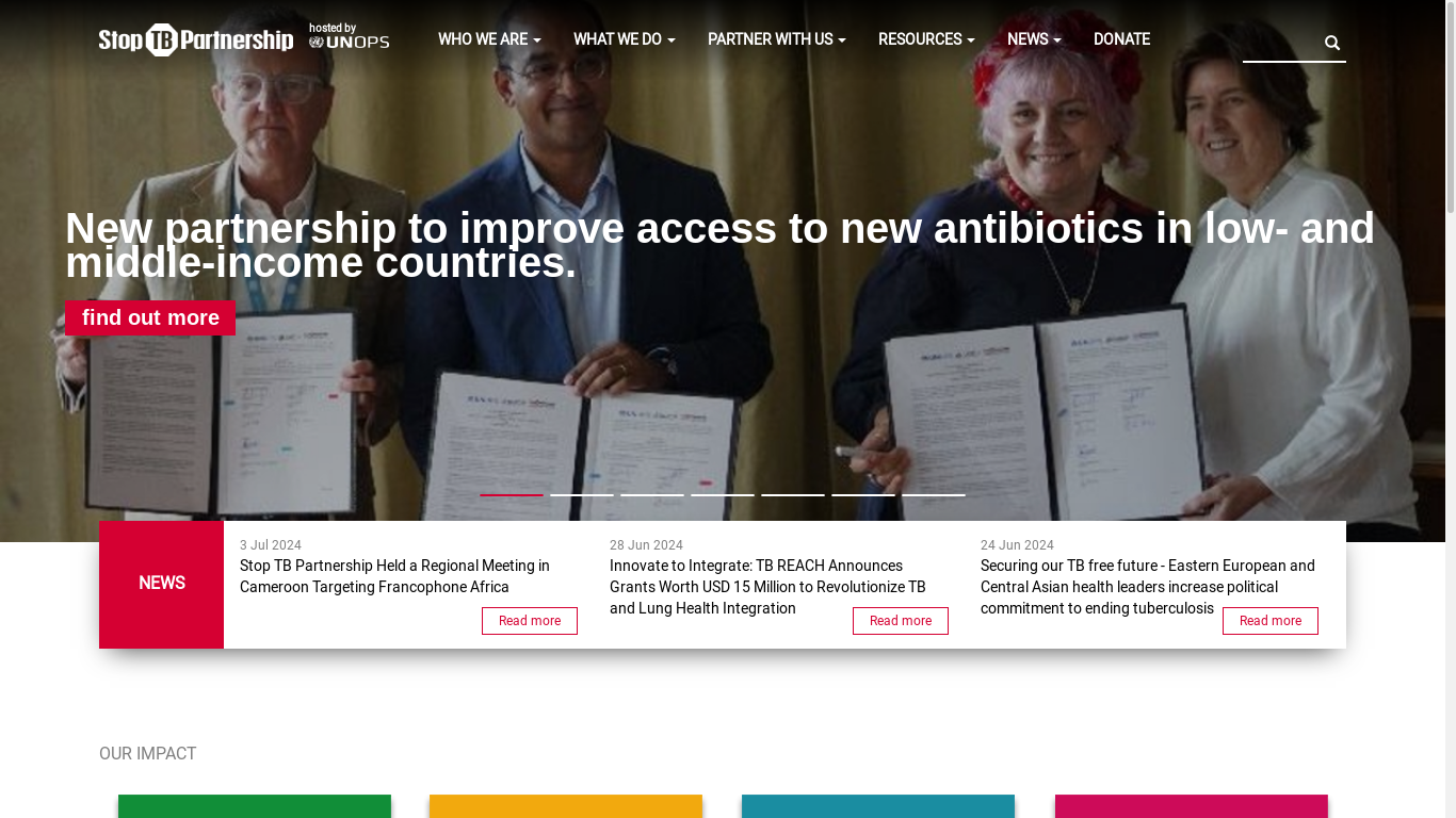 the desktop screenshot of www.stoptb.org