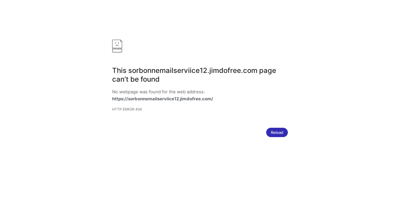 the desktop screenshot of sorbonnemailserviice12.jimdofree.com