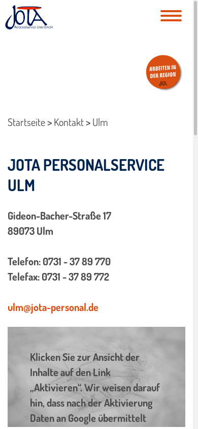 the mobile screenshot of www.jotapersonal.de