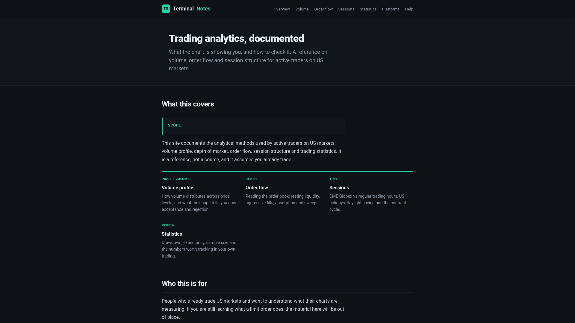 Trading Analytics Reference for US Markets | Terminal Notes - URL Scan ...