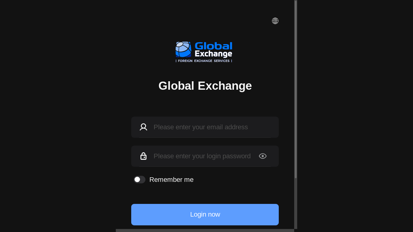 the desktop screenshot of www.globalexchange.today