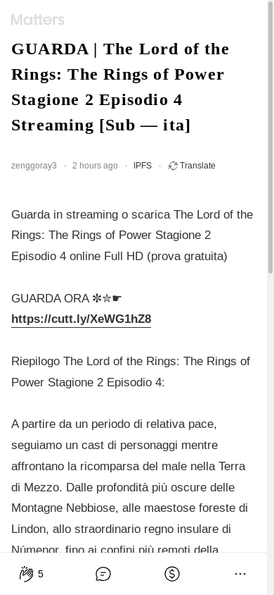 the mobile screenshot of matters.town