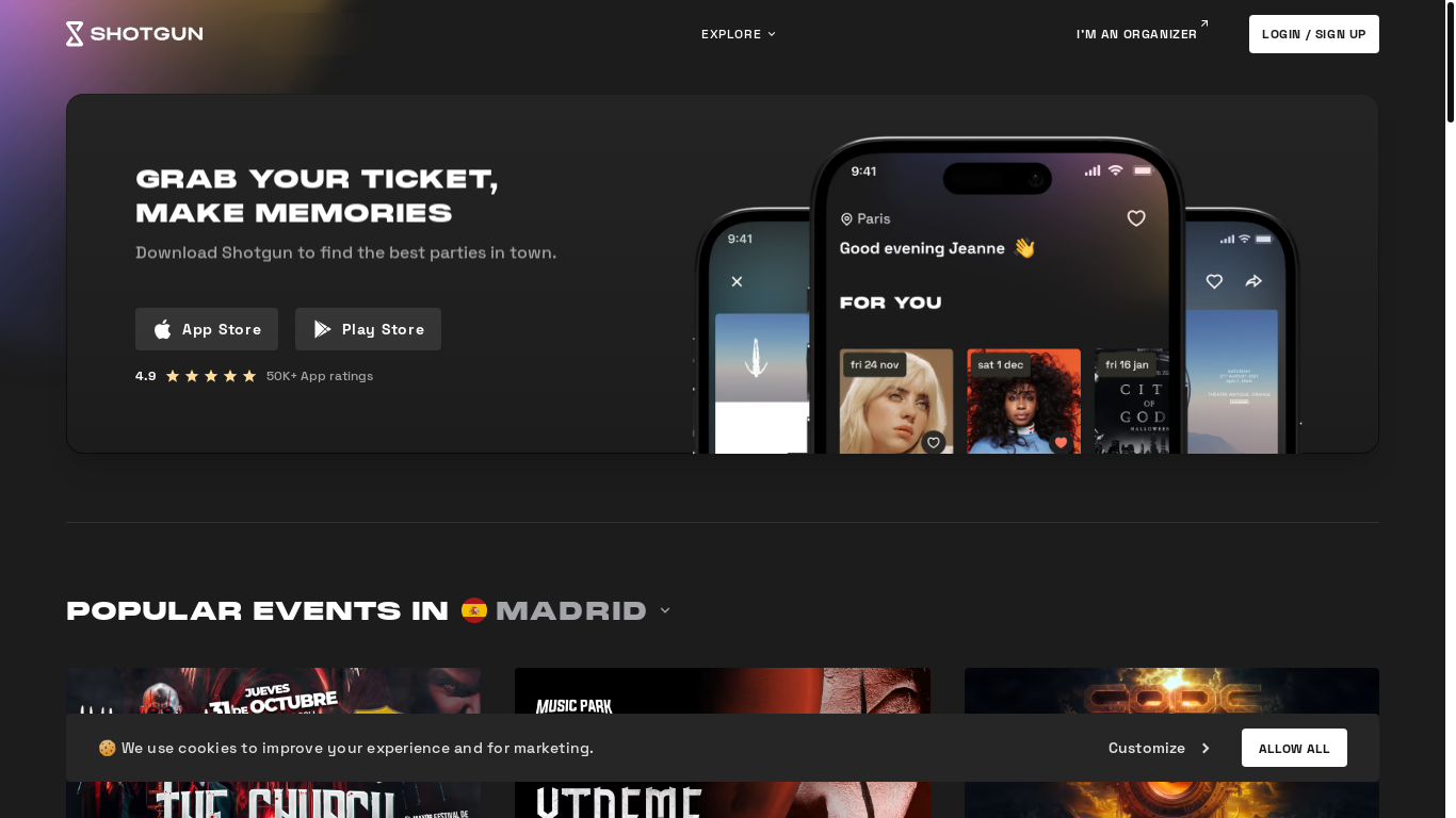 the desktop screenshot of shotgun.live
