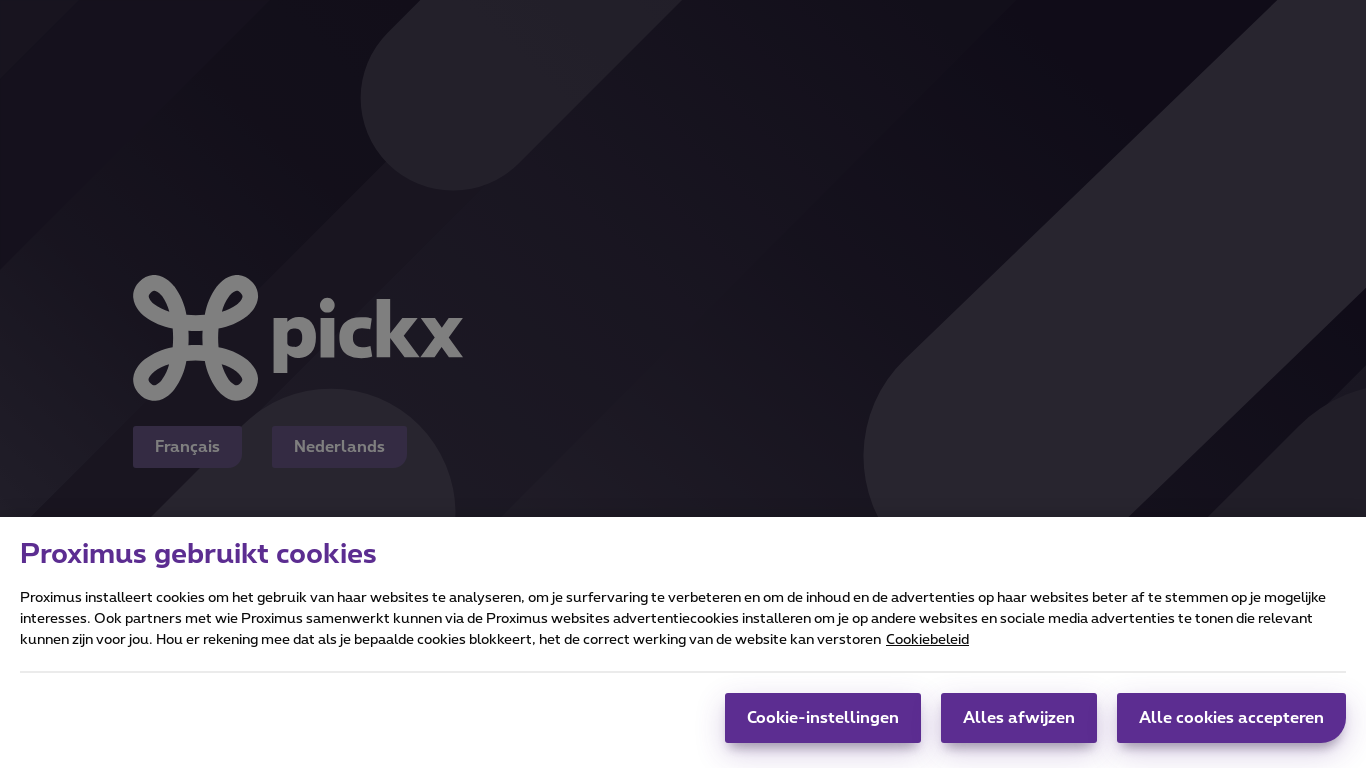 the desktop screenshot of www.pickx.be