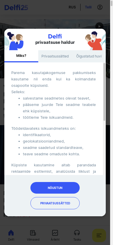 the mobile screenshot of www.delfi.ee