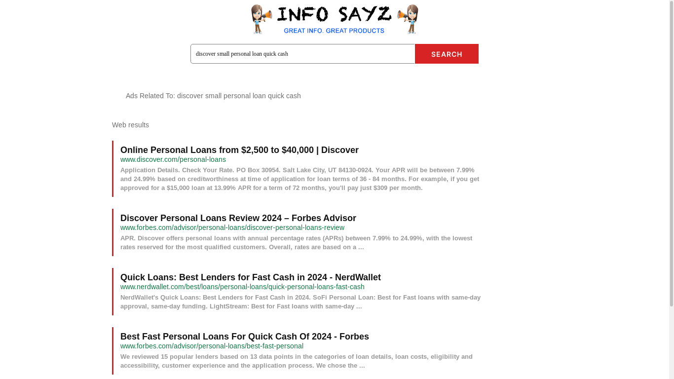 the desktop screenshot of search.infosayz.com