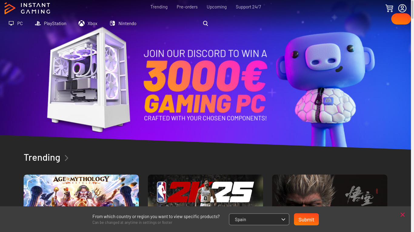 the desktop screenshot of www.instant-gaming.com