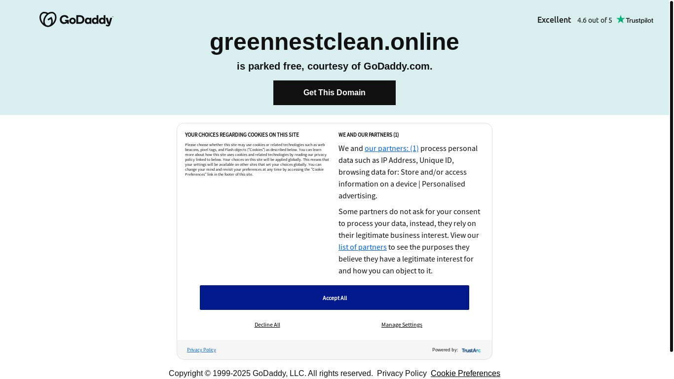 the desktop screenshot of greennestclean.online