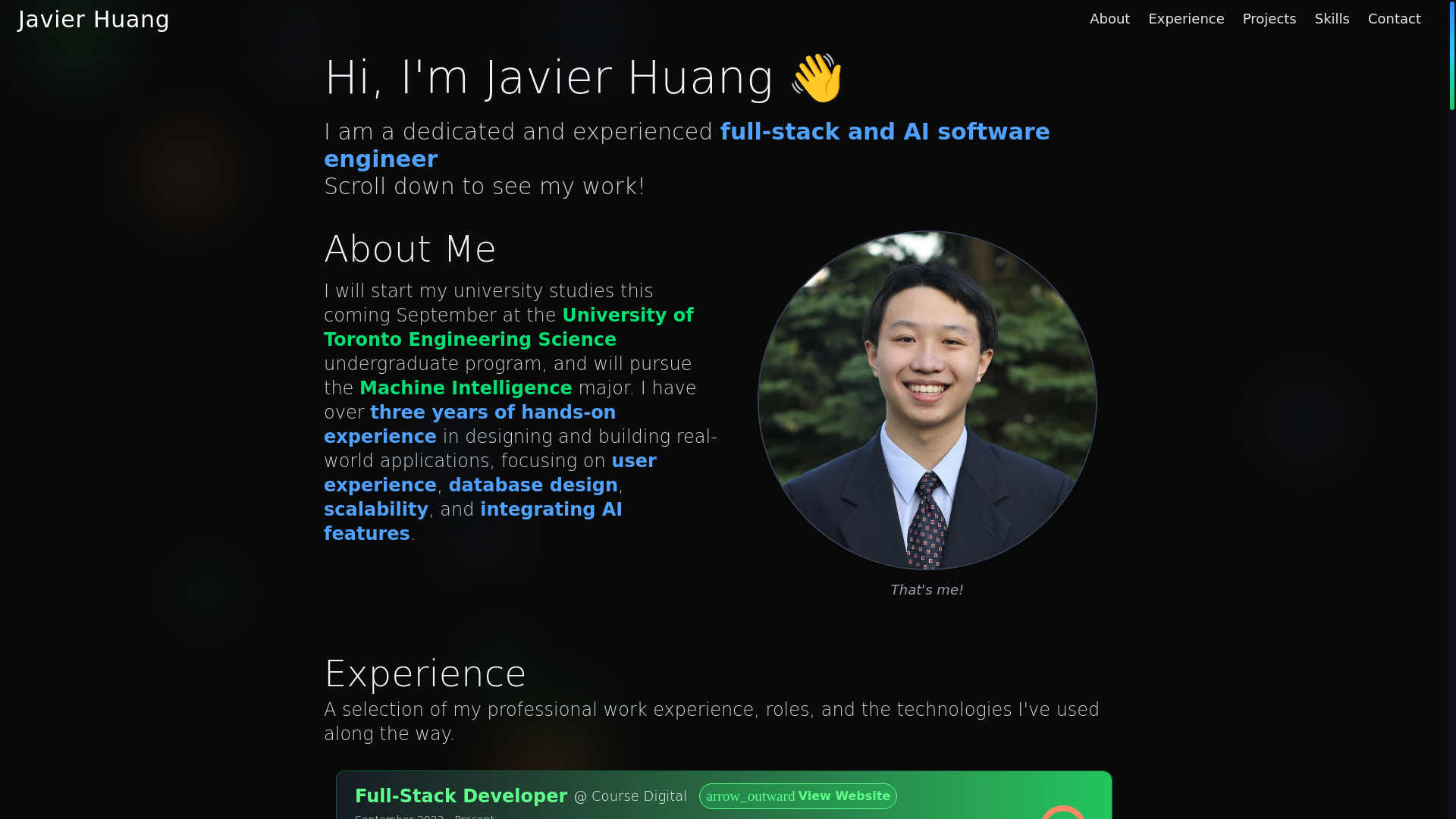 the desktop screenshot of javierhuang.pages.dev