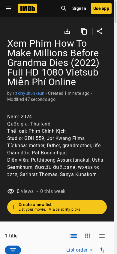 the mobile screenshot of m.imdb.com