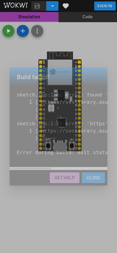 the mobile screenshot of wokwi.com