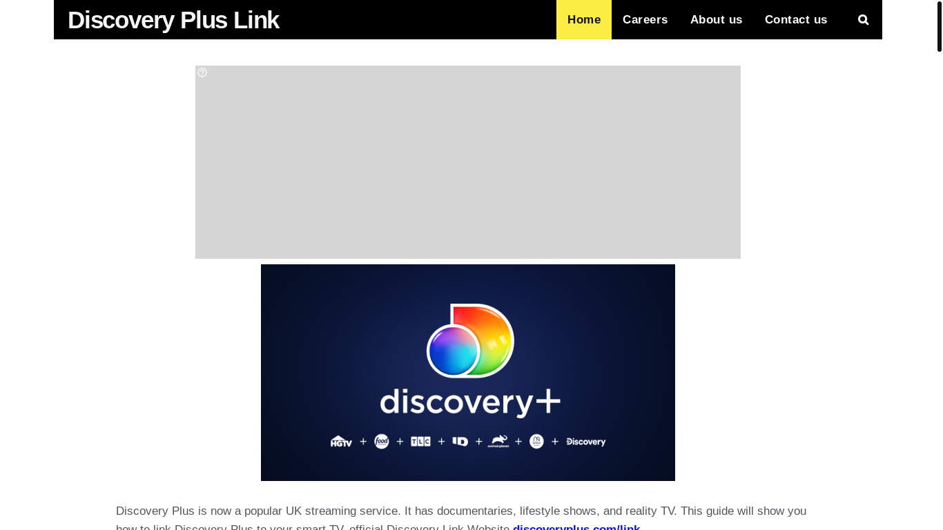 the desktop screenshot of www.discoverypluslink.com