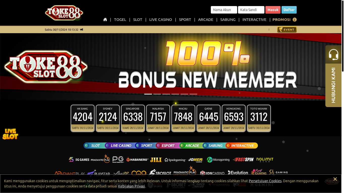 the desktop screenshot of tokeslot88-jmt.site