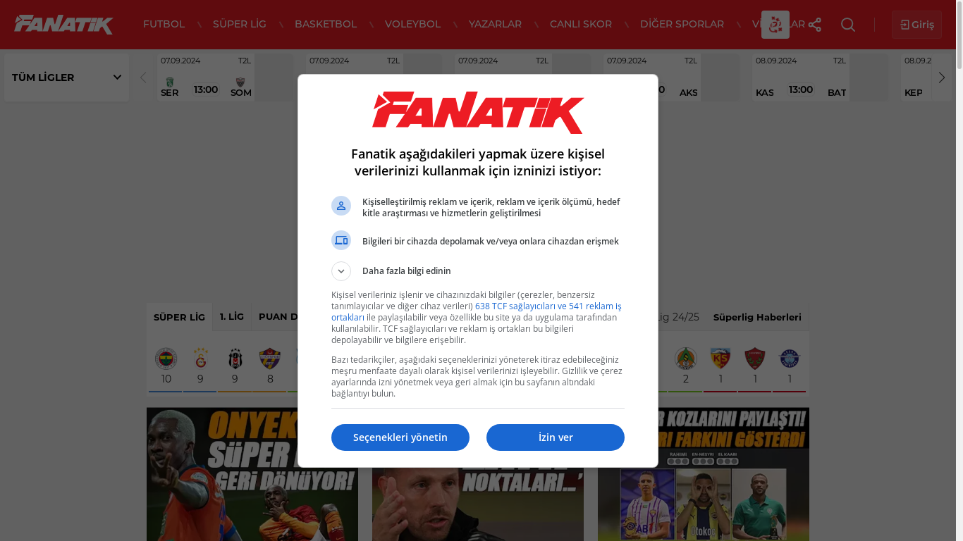 the desktop screenshot of www.fanatik.com.tr