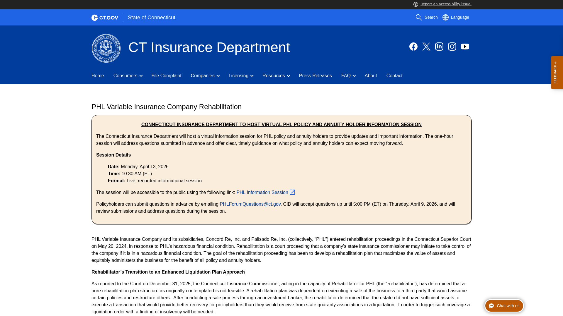 PHL Variable Insurance Company Rehabilitation - URL Scan Results | Tiny ...