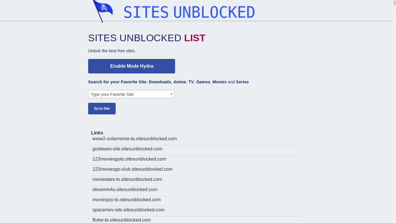 the desktop screenshot of sitesunblocked.com