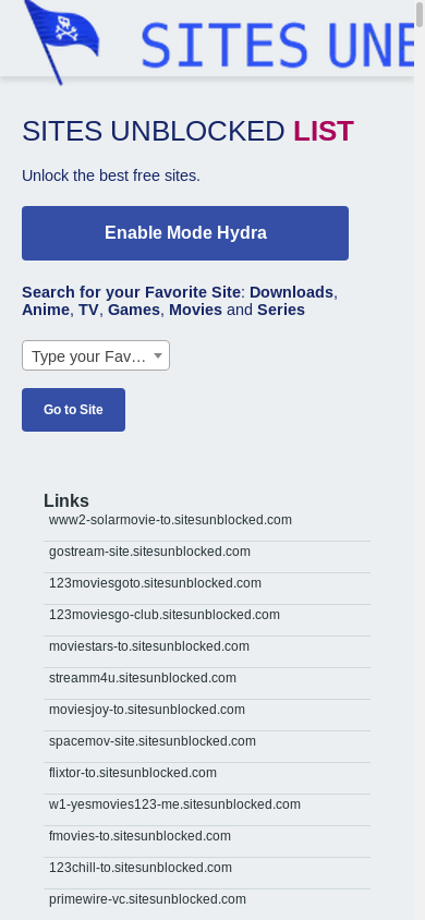 the mobile screenshot of sitesunblocked.com