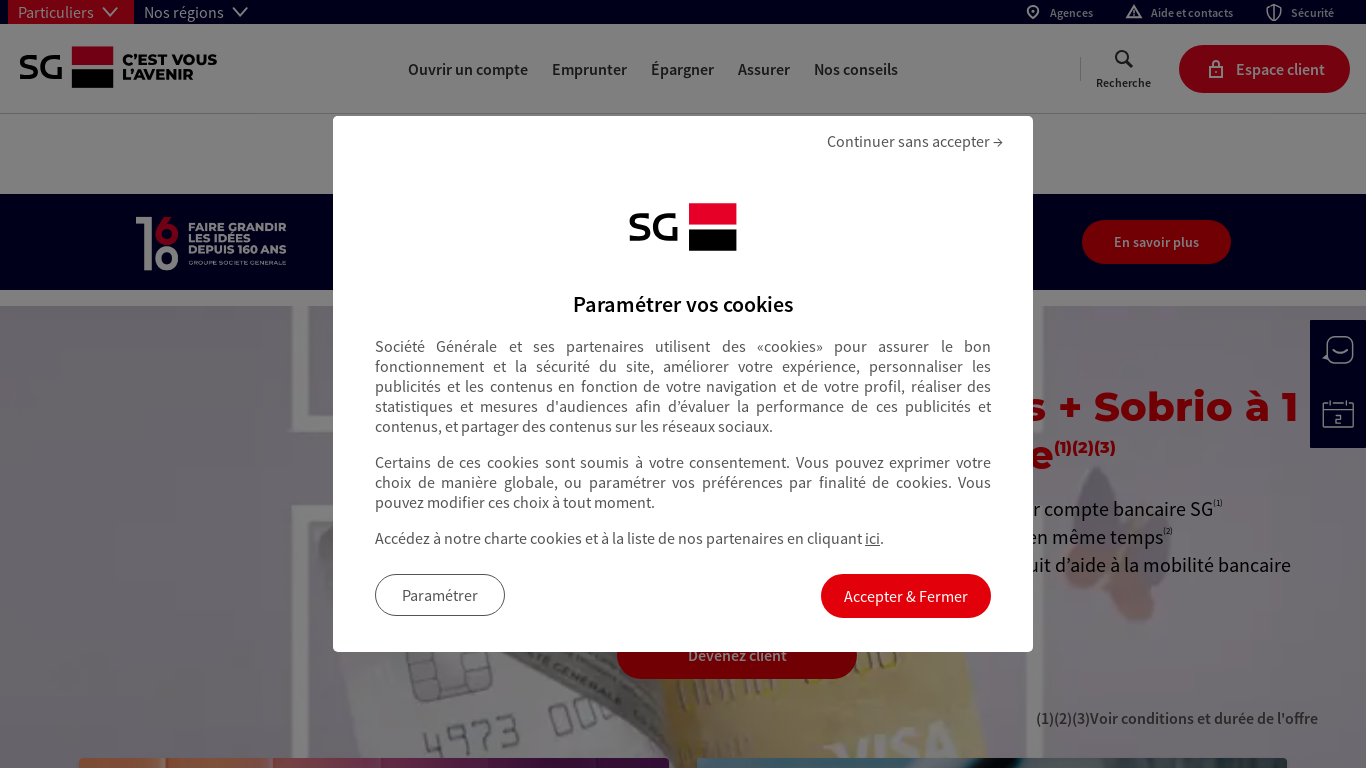 the desktop screenshot of particuliers.sg.fr