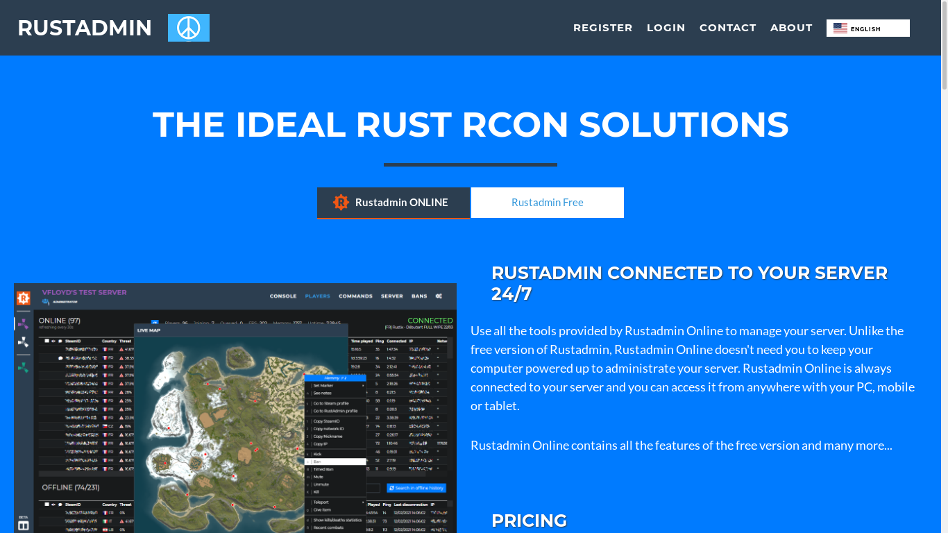 the desktop screenshot of rustadmin.com