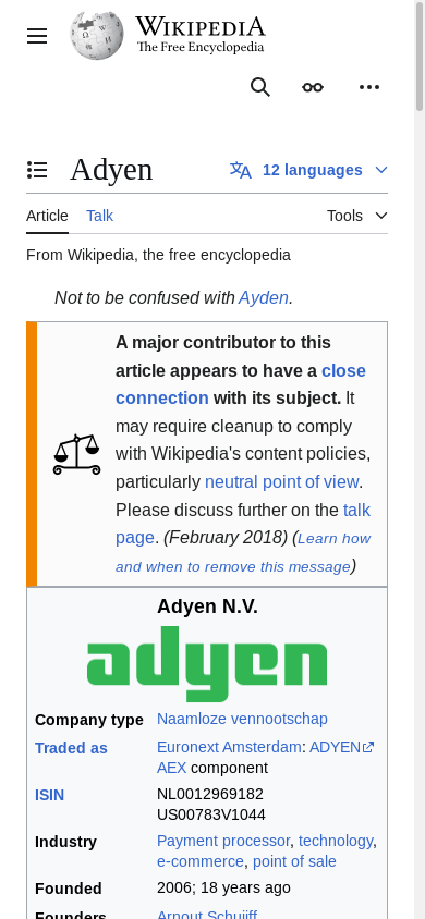 the mobile screenshot of en.wikipedia.org
