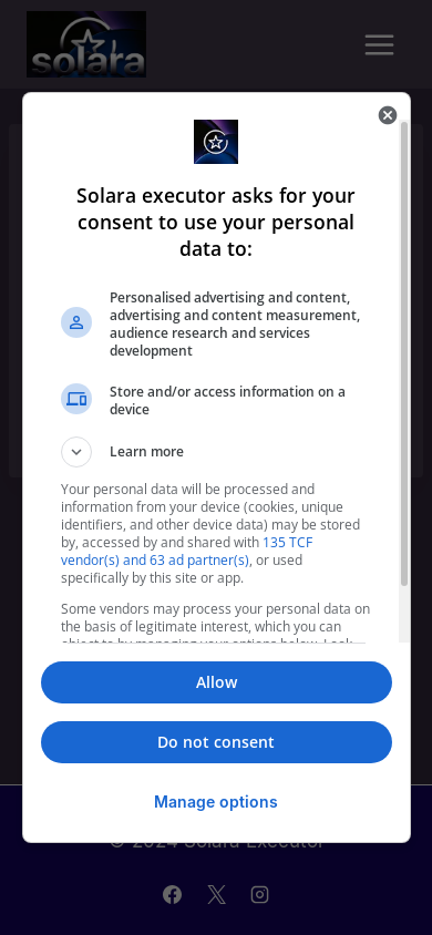 the mobile screenshot of solaraexecutor.com
