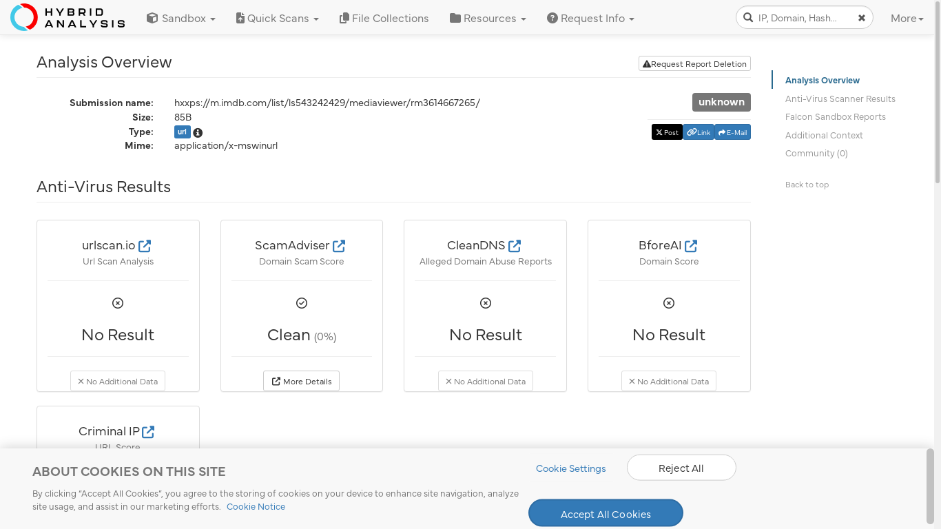 the desktop screenshot of www.hybrid-analysis.com