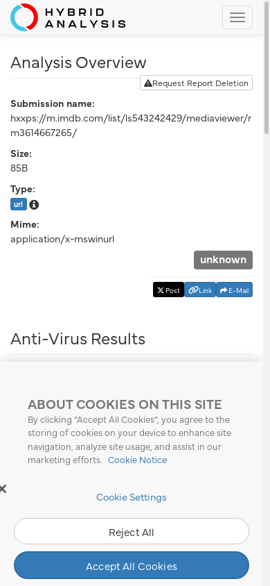 the mobile screenshot of www.hybrid-analysis.com