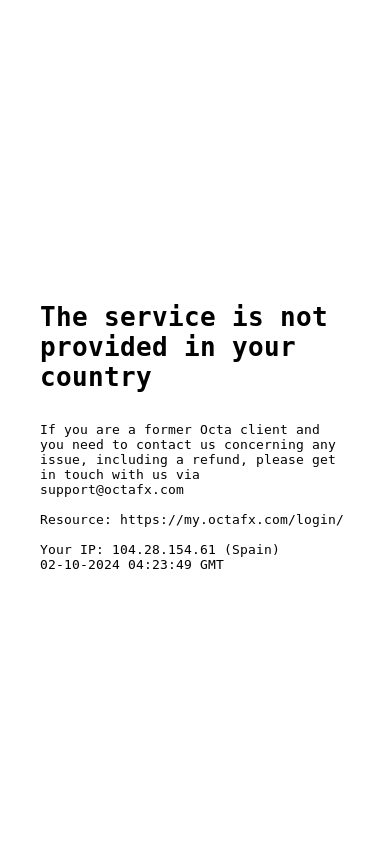 the mobile screenshot of my.octafx.com
