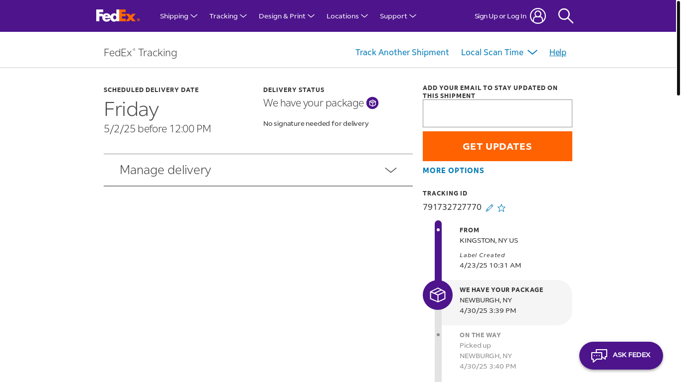 the desktop screenshot of www.fedex.com