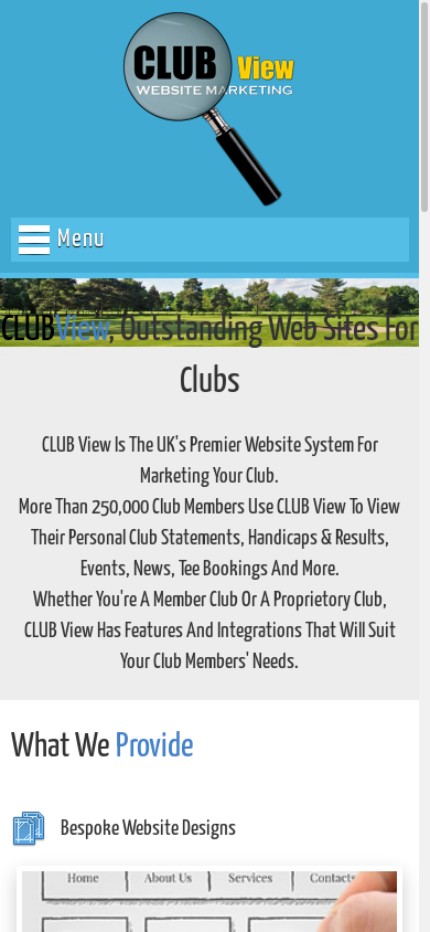 the mobile screenshot of www.clubview.co.uk