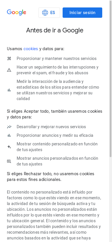 the mobile screenshot of consent.google.com