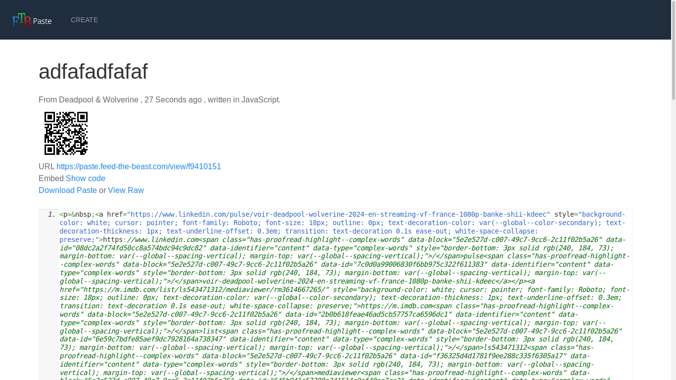 the desktop screenshot of paste.feed-the-beast.com