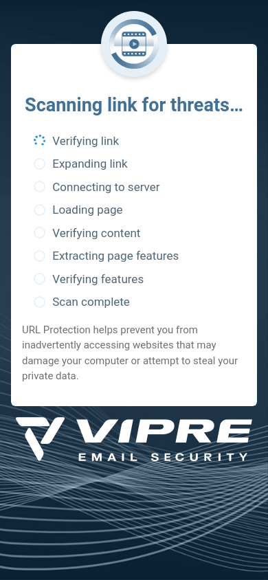 Scanning link for threats… | VIPRE Email Security - URL Scan Results ...