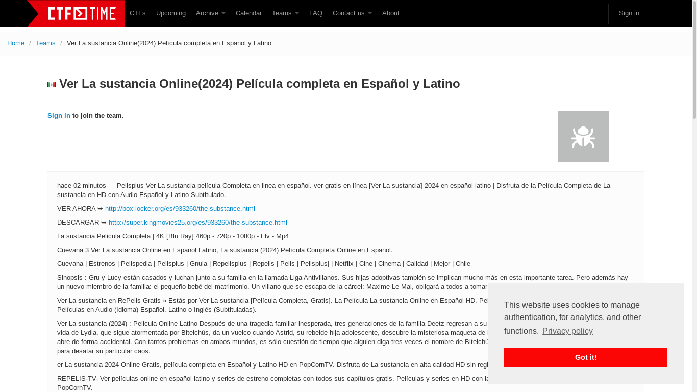 the desktop screenshot of ctftime.org