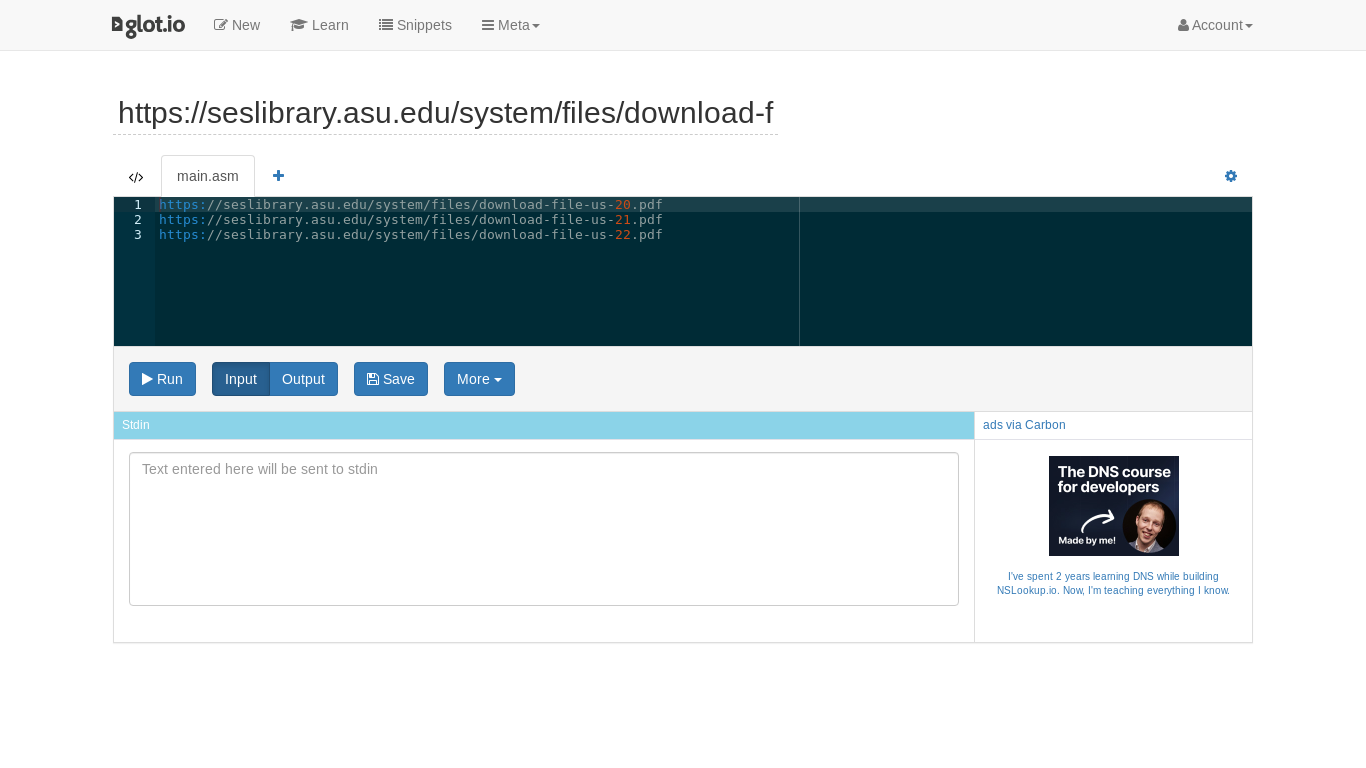 the desktop screenshot of glot.io
