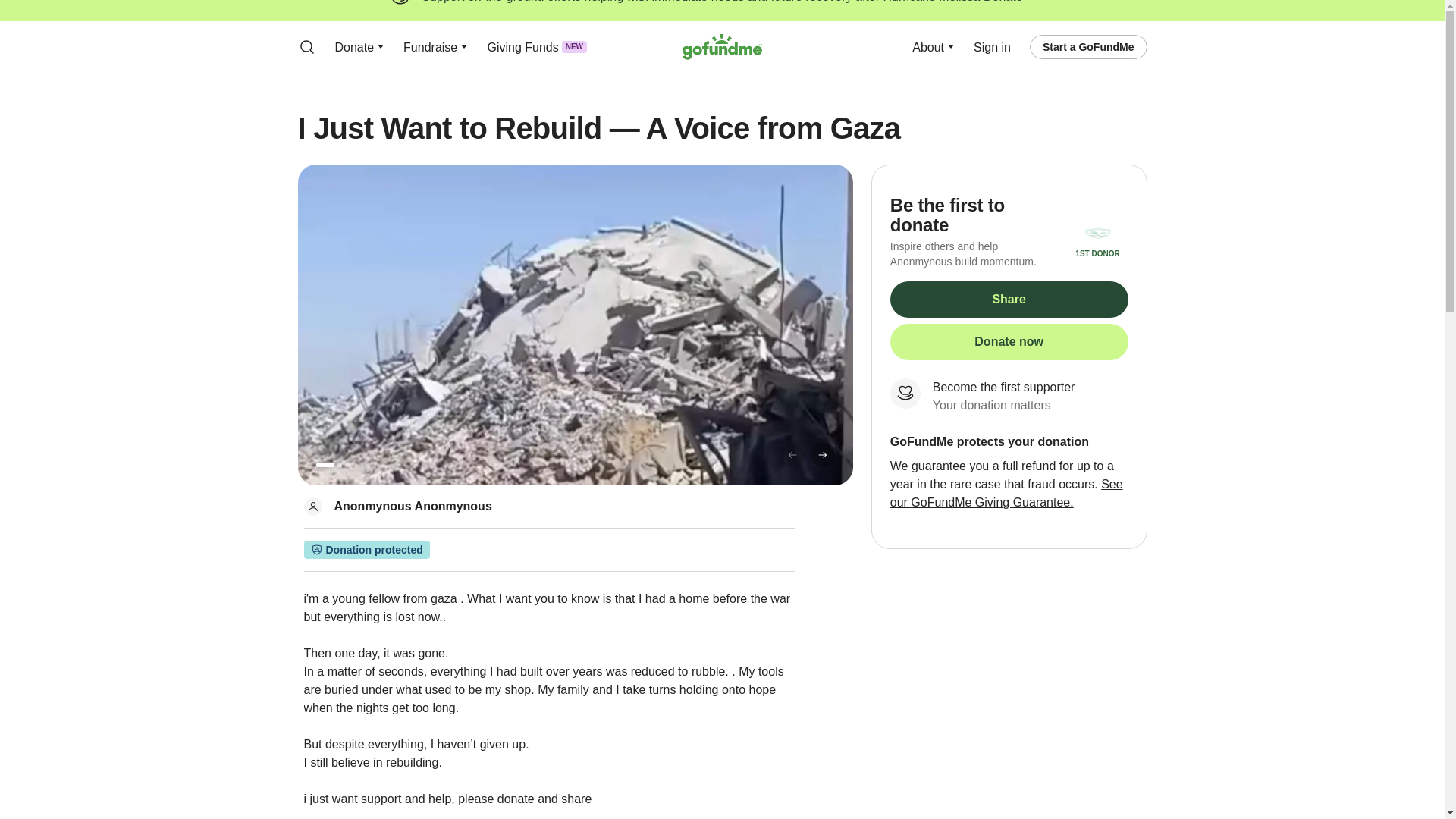 the desktop screenshot of www.gofundme.com