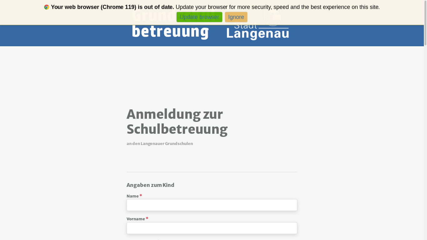 the desktop screenshot of schulbetreuung-langenau.online-schulanmeldung.de