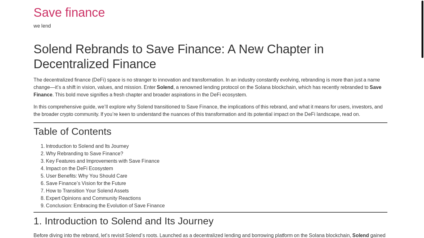the desktop screenshot of savefinance.digital