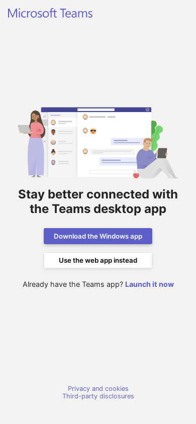 the mobile screenshot of teams.microsoft.com
