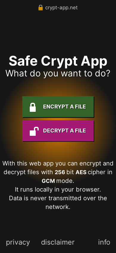 the mobile screenshot of crypt-app.net
