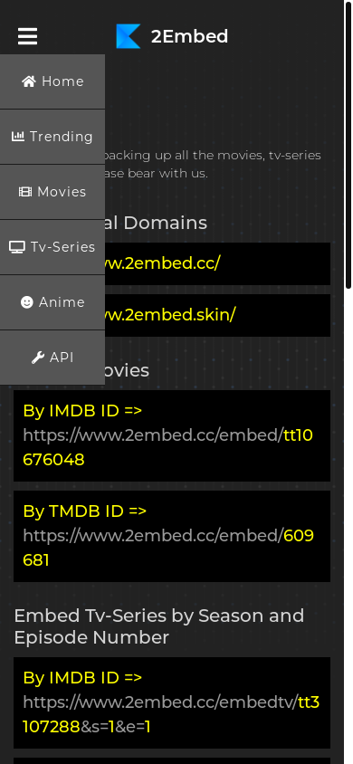 the mobile screenshot of www.2embed.cc
