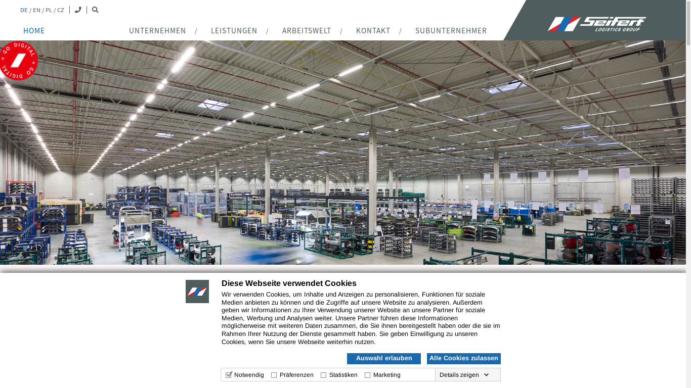 the desktop screenshot of seifert-logistics.com