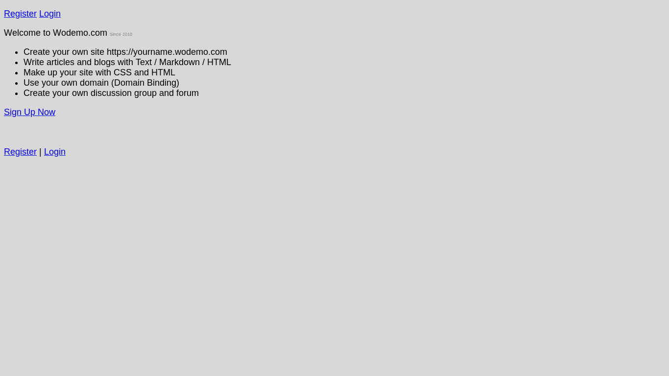 the desktop screenshot of wodemo.net