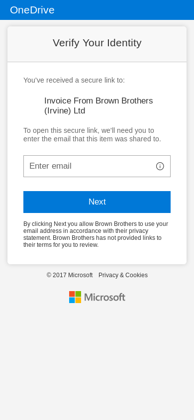 the mobile screenshot of brownbrothers-my.sharepoint.com