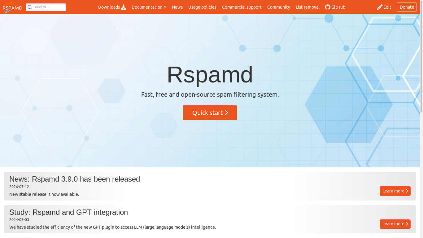 the desktop screenshot of rspamd.com
