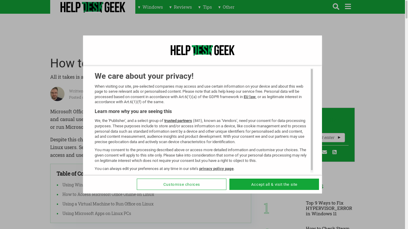 the desktop screenshot of helpdeskgeek.com