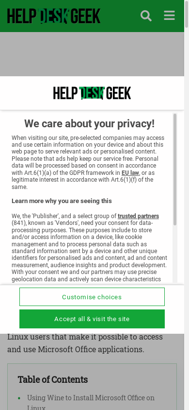 the mobile screenshot of helpdeskgeek.com
