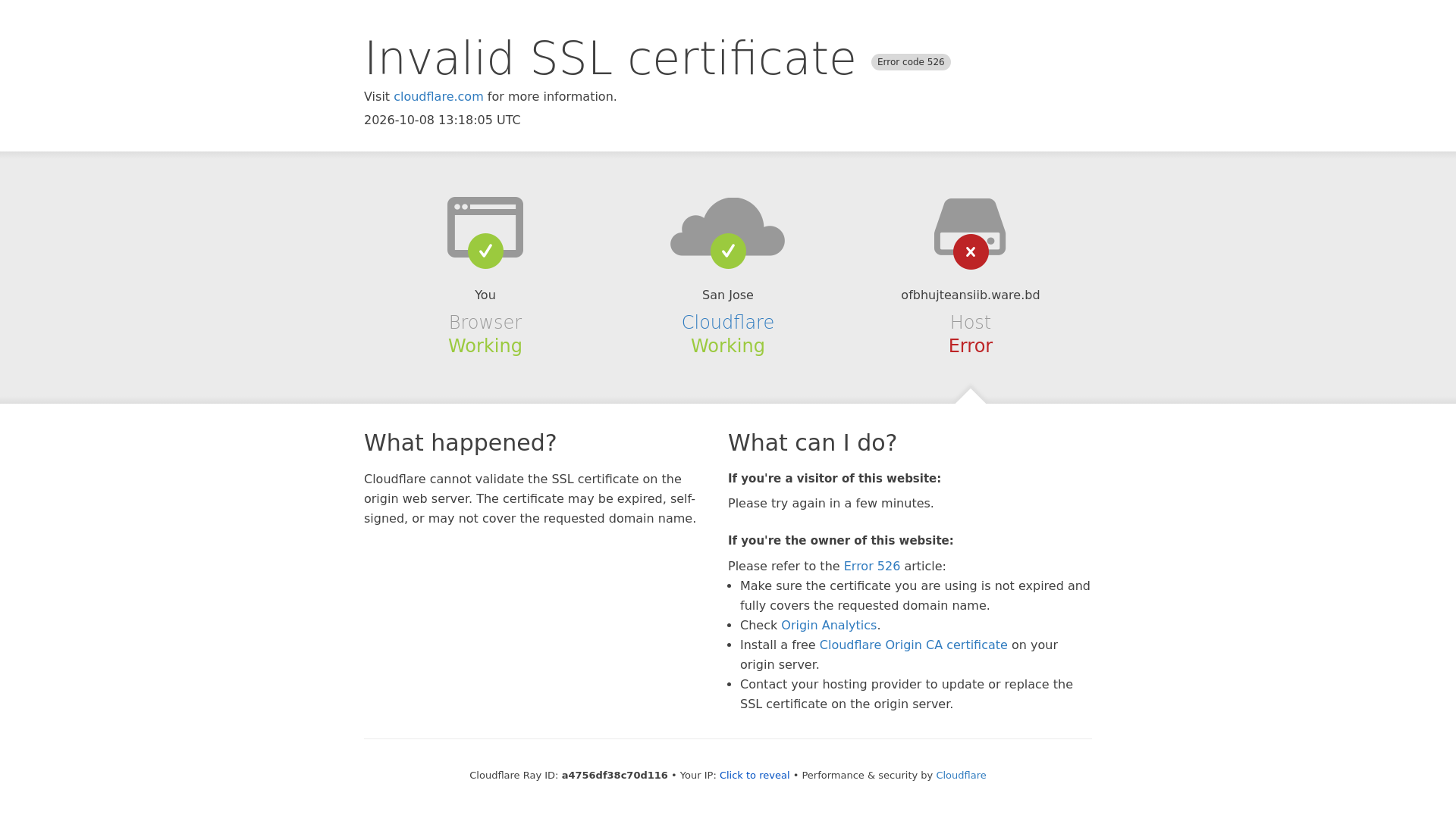ware.bd | 526: Invalid SSL certificate - URL Scan Results | Tiny Scan